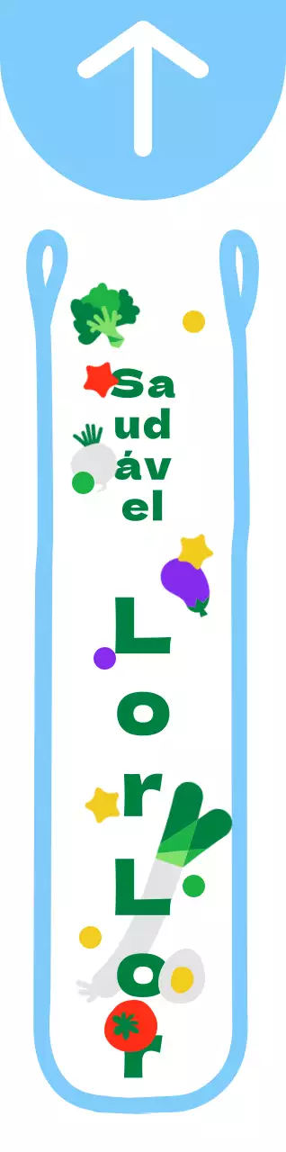 Saco de plástico bonito e arrumado, ilustração de moldura estilo direcções para uma campanha alimentar em azul claro e verde.