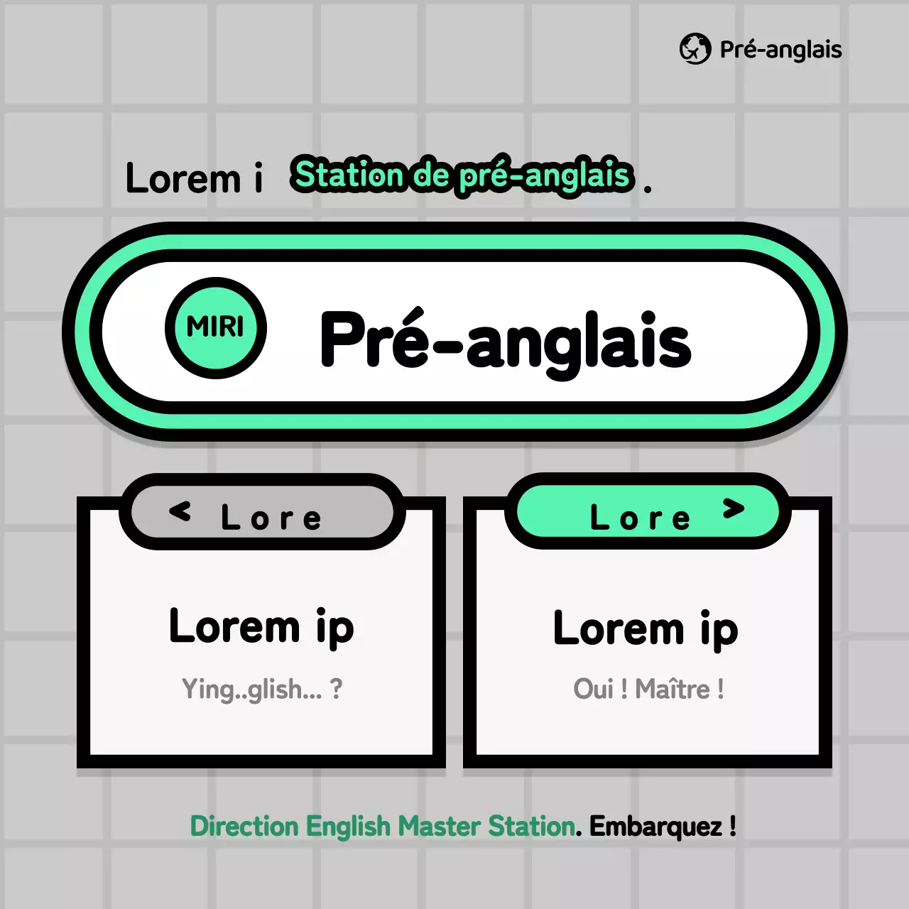 Promotion du concept de métro école en gris et vert