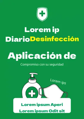Un sencillo folleto verde y blanco para la desinfección de tiendas