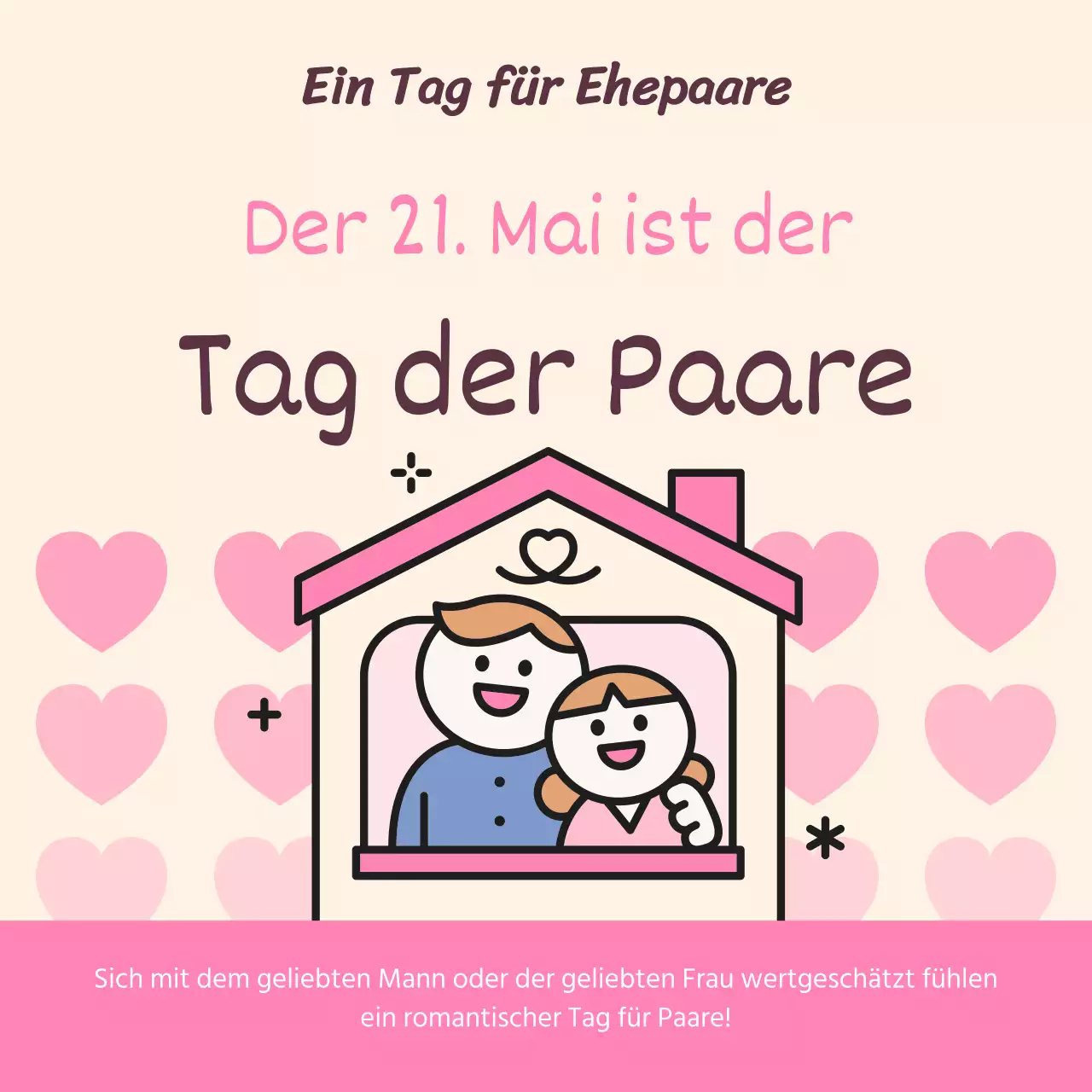 Rosa und niedlich illustriert Pärchen Tag Inhalte