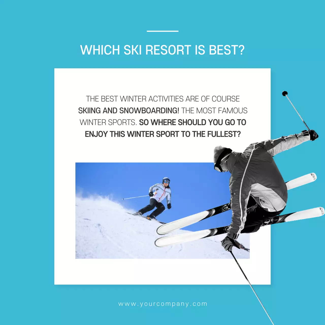 Blue Modern Ski Promotion Instagram Carousel