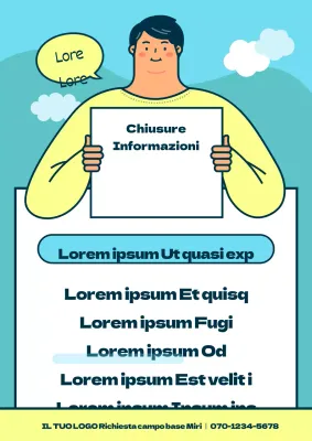 Annuncio di chiusura carino con illustrazione umana blu