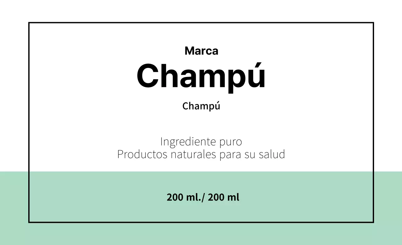 Etiqueta adhesiva de champú
