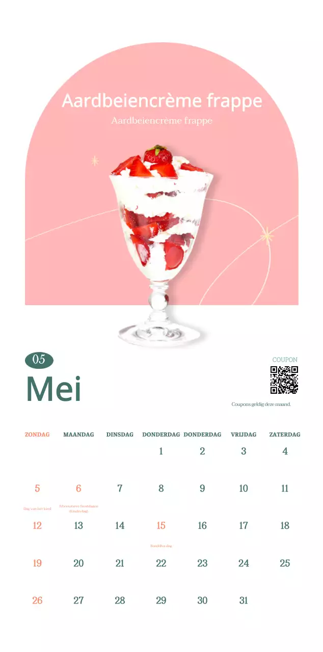 Cafékalender met aanbevelingen voor drankjes van de maand