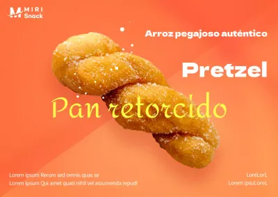 Cartel sencillo de bollo de arroz pegajoso con fondo naranja partido