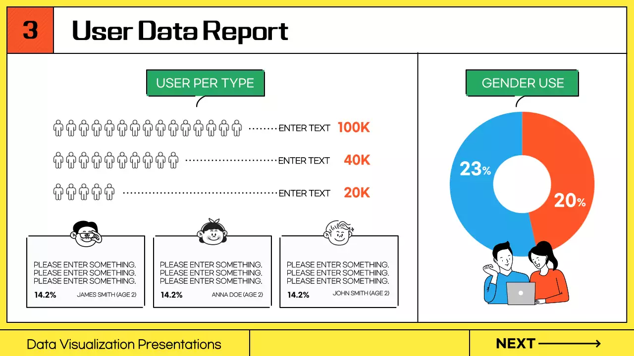 노랑 배경의 라인과 일러스트의 키치한 기업용 비즈니스 발표자료
