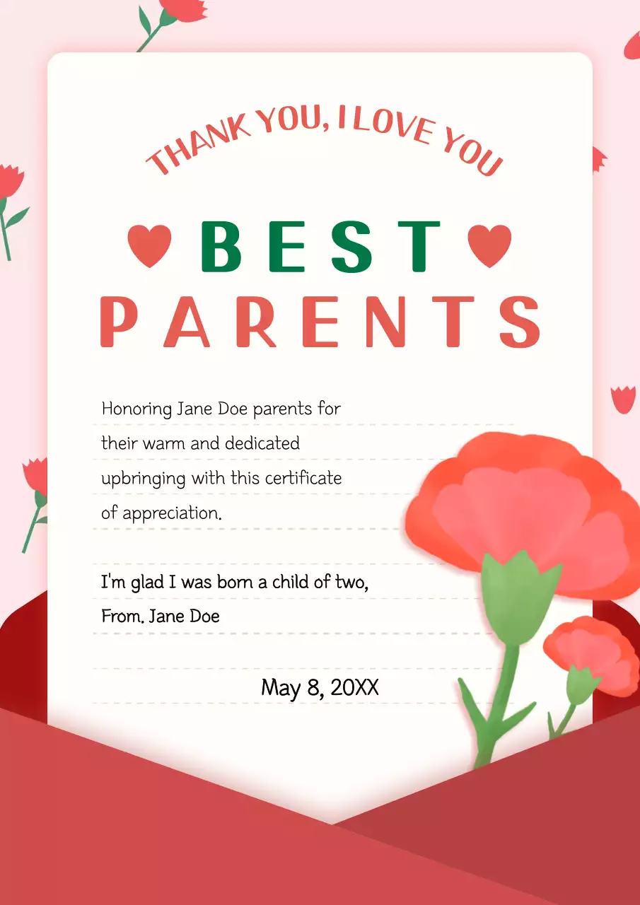 레드 심플 감사장 포스터