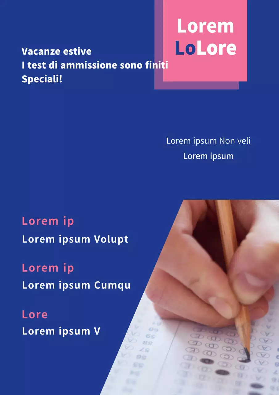 Promuovere i corsi estivi con foto blu e rosa di studenti che studiano