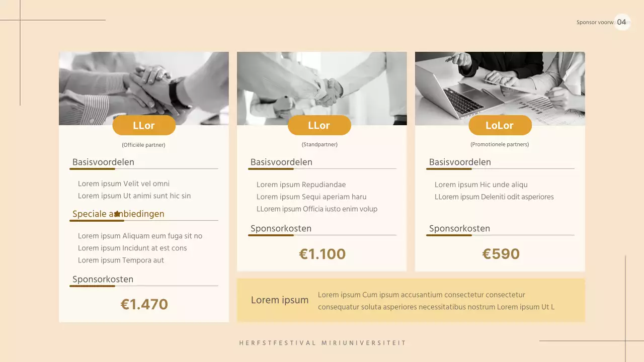 Eenvoudig beige en zwart-wit sponsorvoorstel voor universiteitsfestival