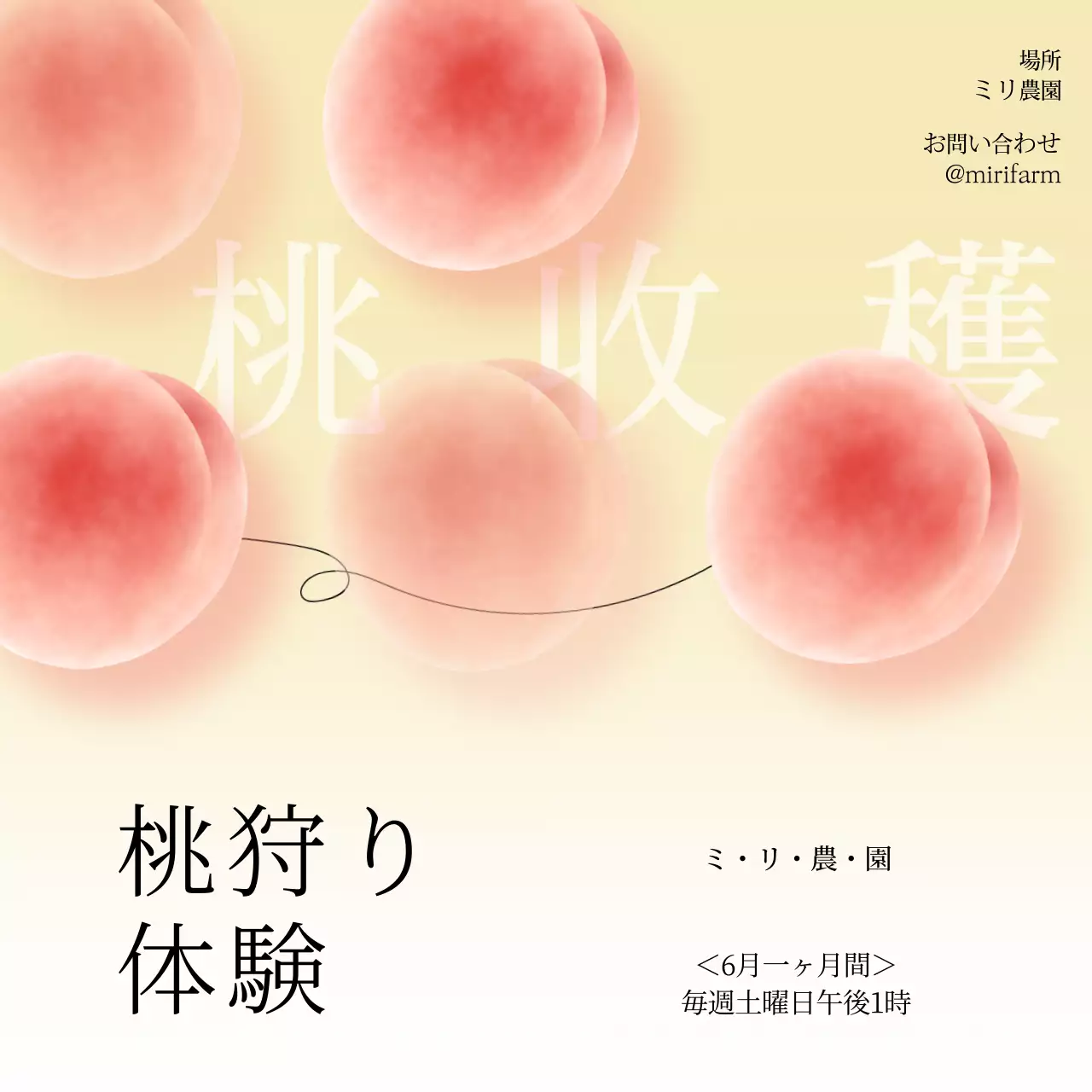 黄色 シンプル 体験 お知らせ SNS投稿 正方形