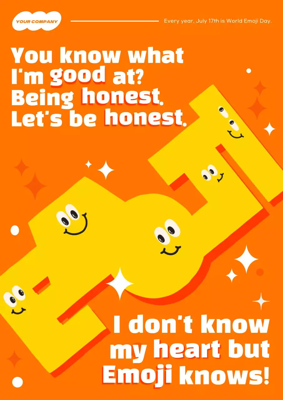 오렌지 장난스러운 이모티콘 프로모션 포스터