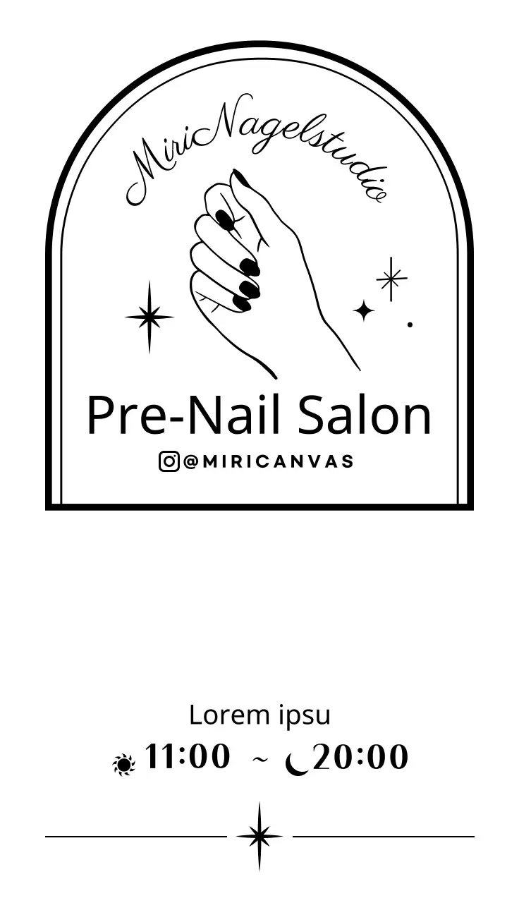 Neat Hand Illustration Nagelstudio in weiß und schwarz