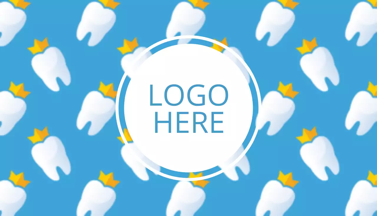 青 シンプル 歯科 名刺