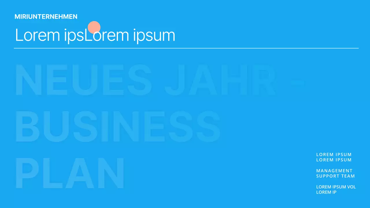 Einfache Neujahrs-Präsentation eines Businessplans in Hellblau