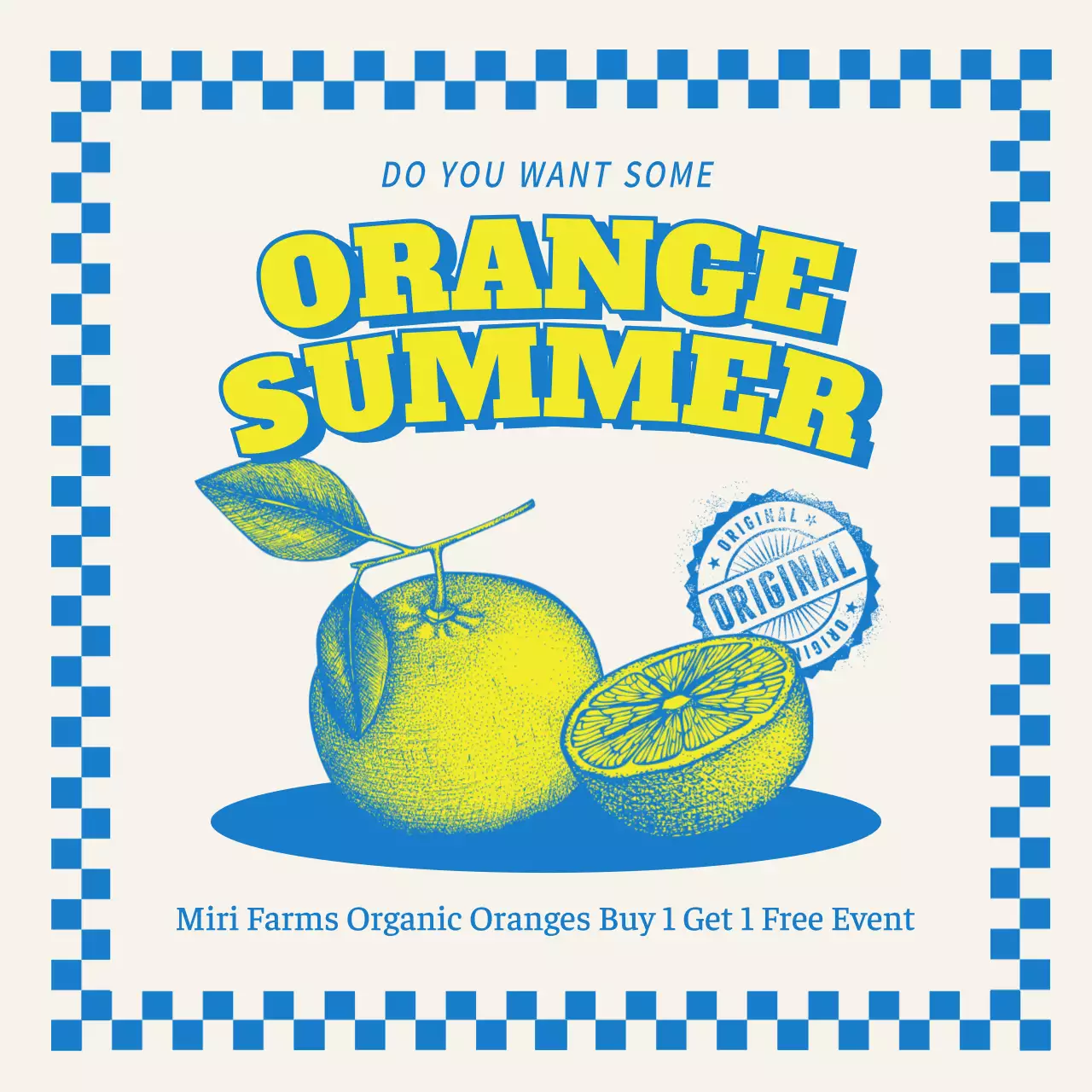 Yellow Retro Fruit Promotion Social Media Post