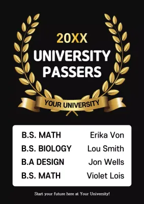 Black Elegant University Announcement Poster