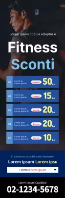 Banner promozionale blu e squadrato per la palestra