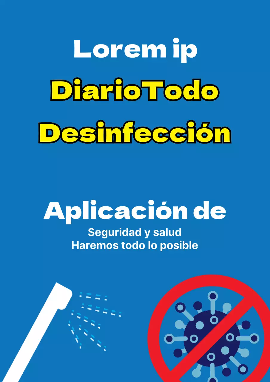 Un sencillo folleto azul y amarillo anuncia la desinfección e higienización de la tienda.