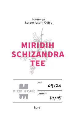 Gepflegtes Café-Tee-Etikett mit rosa Illustration