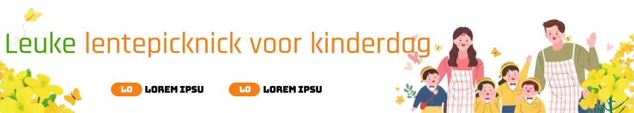 Kinderdag met gele bloemen en picknicks