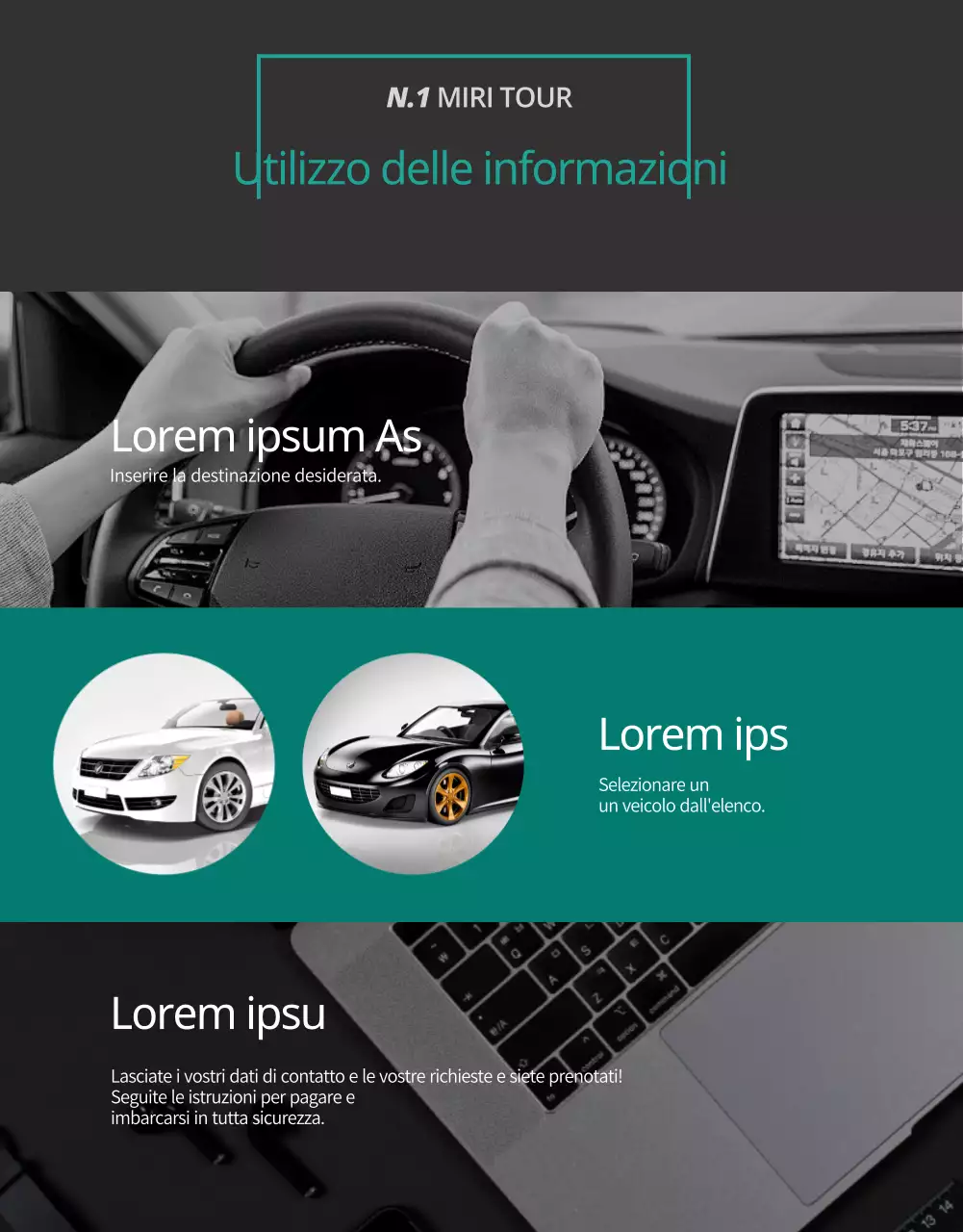 Autonoleggio con un lussuoso concetto di brochure di colore blu