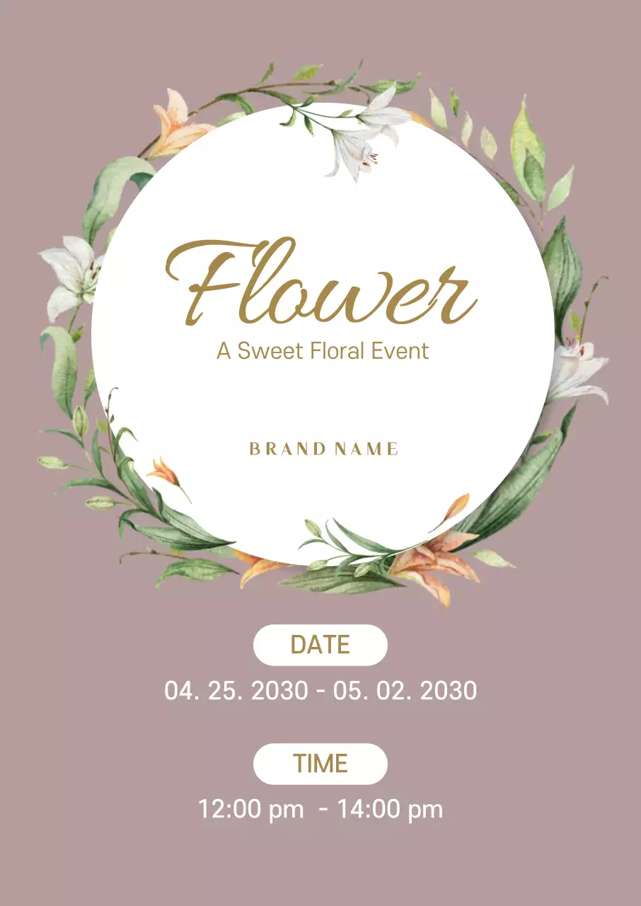 Beige Elegant Floral Event Poster