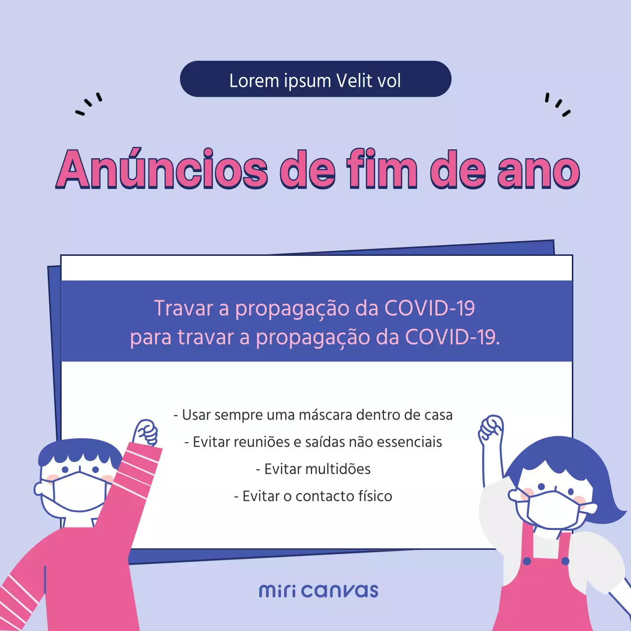 Quadrados azuis e cor-de-rosa de orientação para o fim do ano nas redes sociais