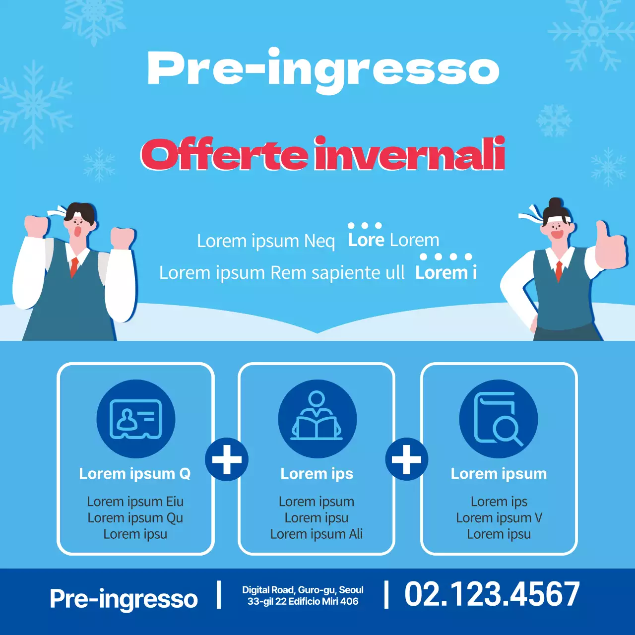 Rosso Blu Inverno Illustrazione Ammissioni Promozione Scuola