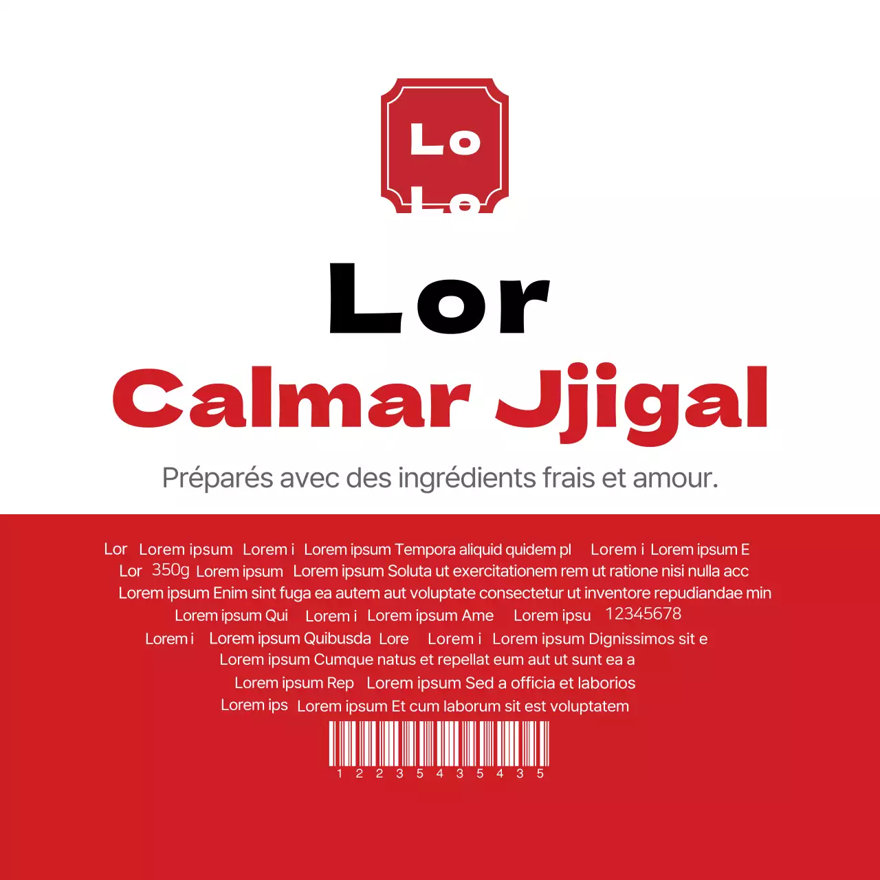 Étiquette de calmar domestique séché