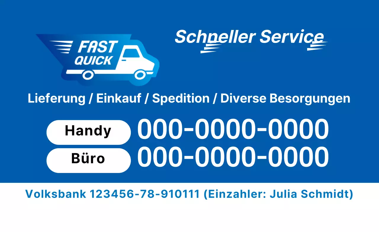 Schnellservice-Visitenkarten