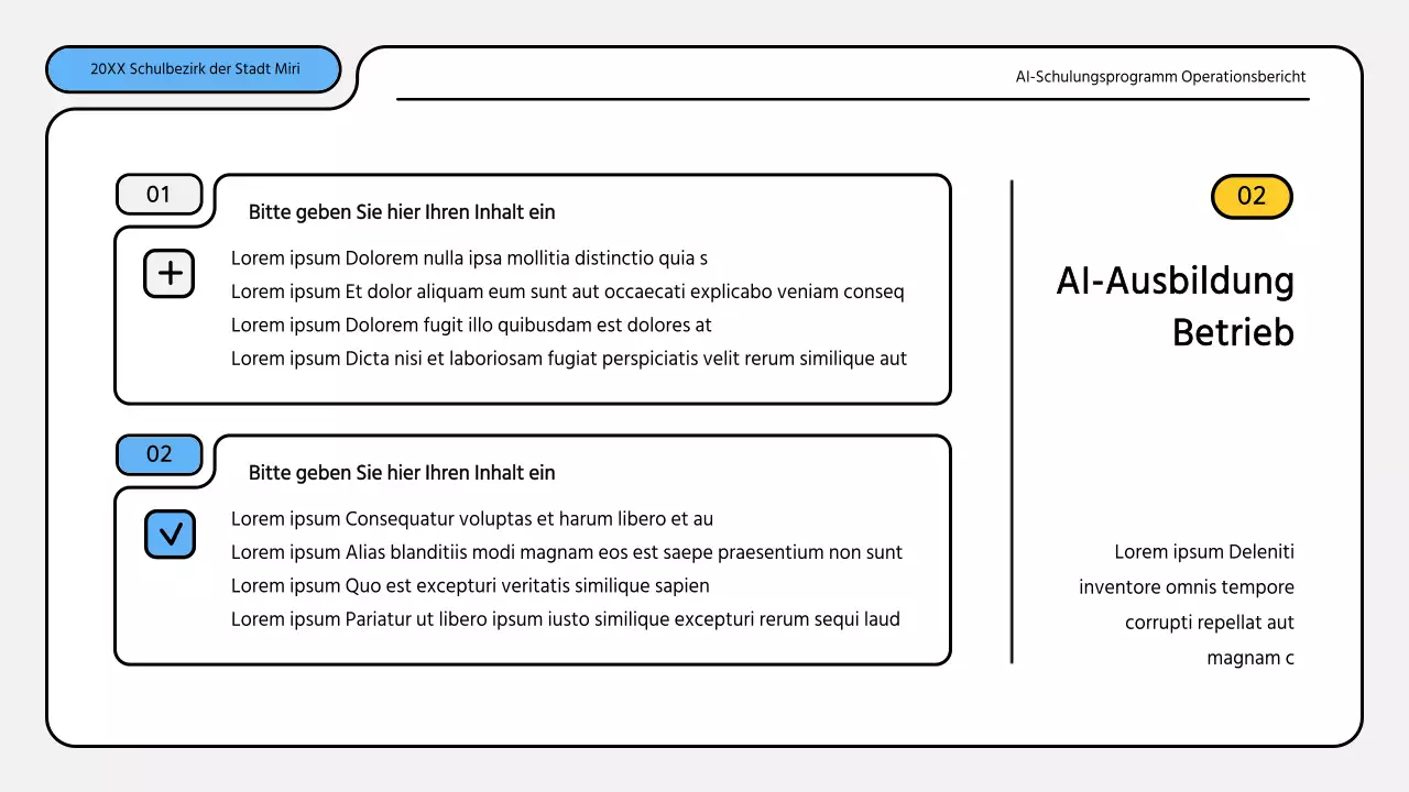 Hübsche blau-gelbe Präsentationsmappe für Ausbildungsberichte