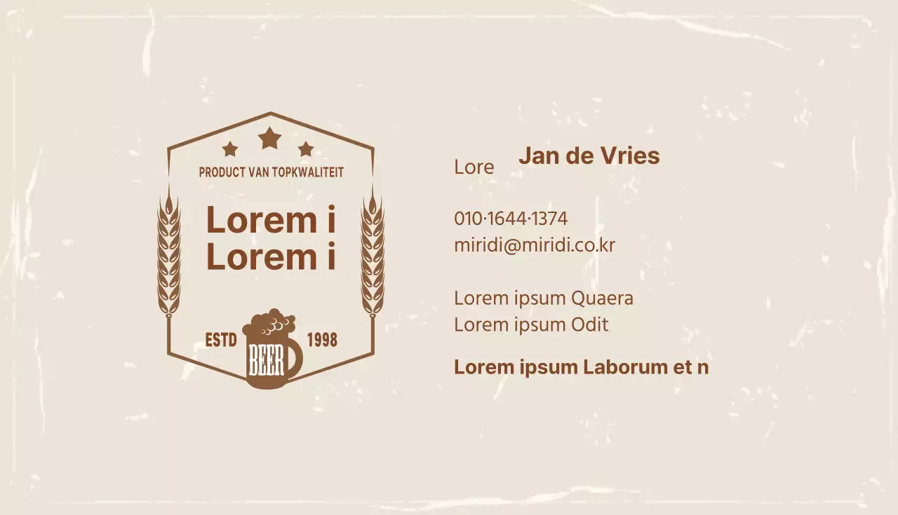 Beige ivoor illustratie logo bar visitekaartje