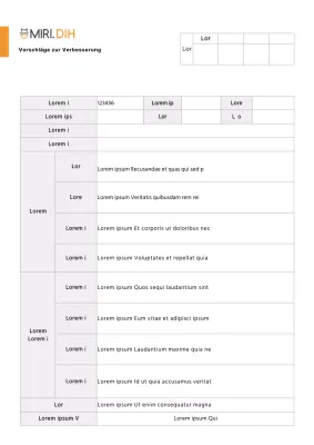 Einfache Orange Verbesserungsvorschläge Dokumentvorlage