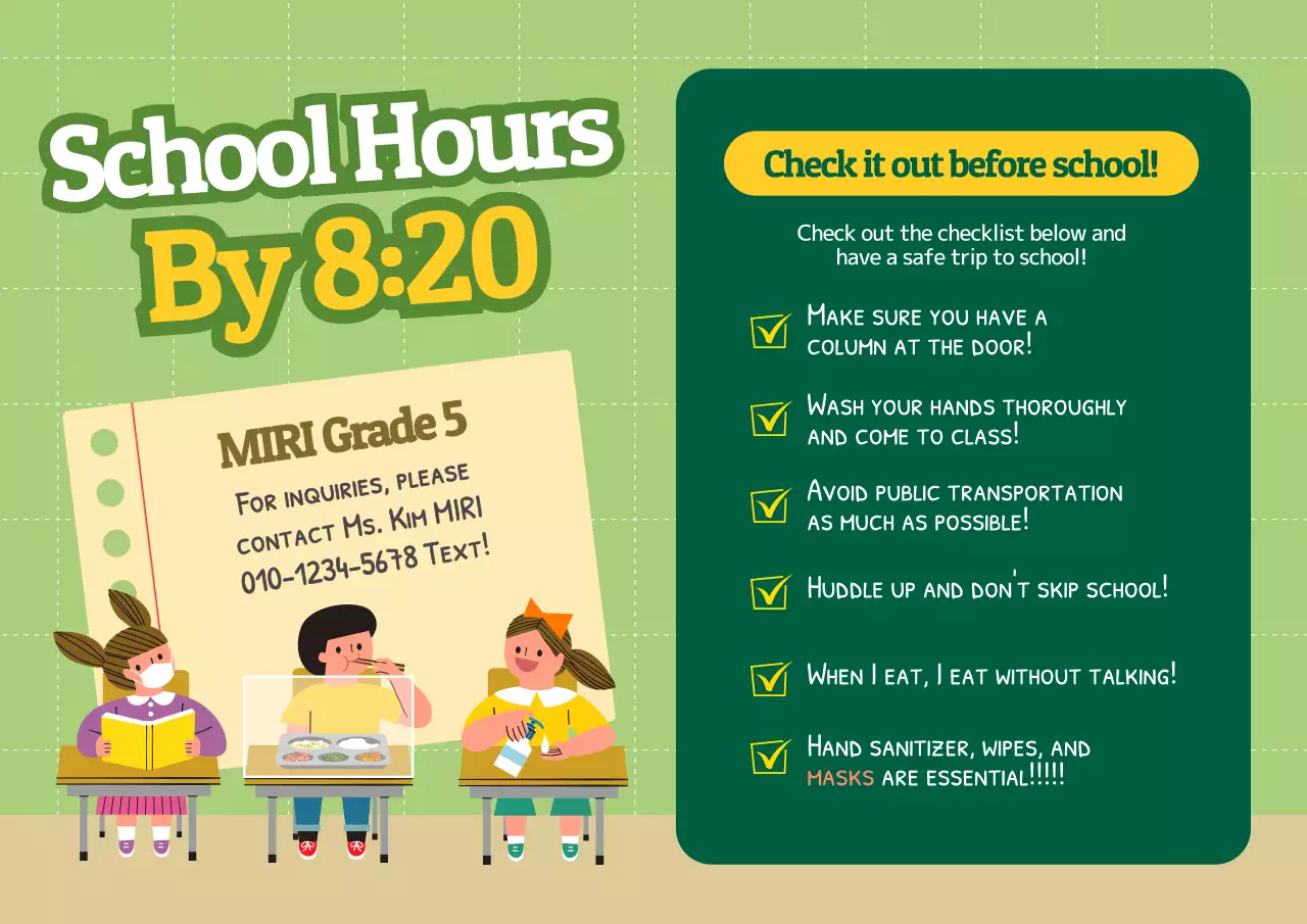 Green Simple School Announcement Poster