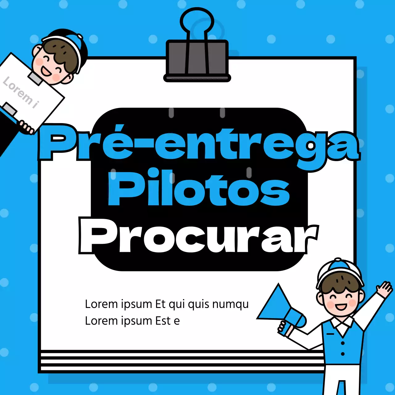 Banner de anúncio de correio com ilustração de bloco de notas com padrão de bolinhas azuis