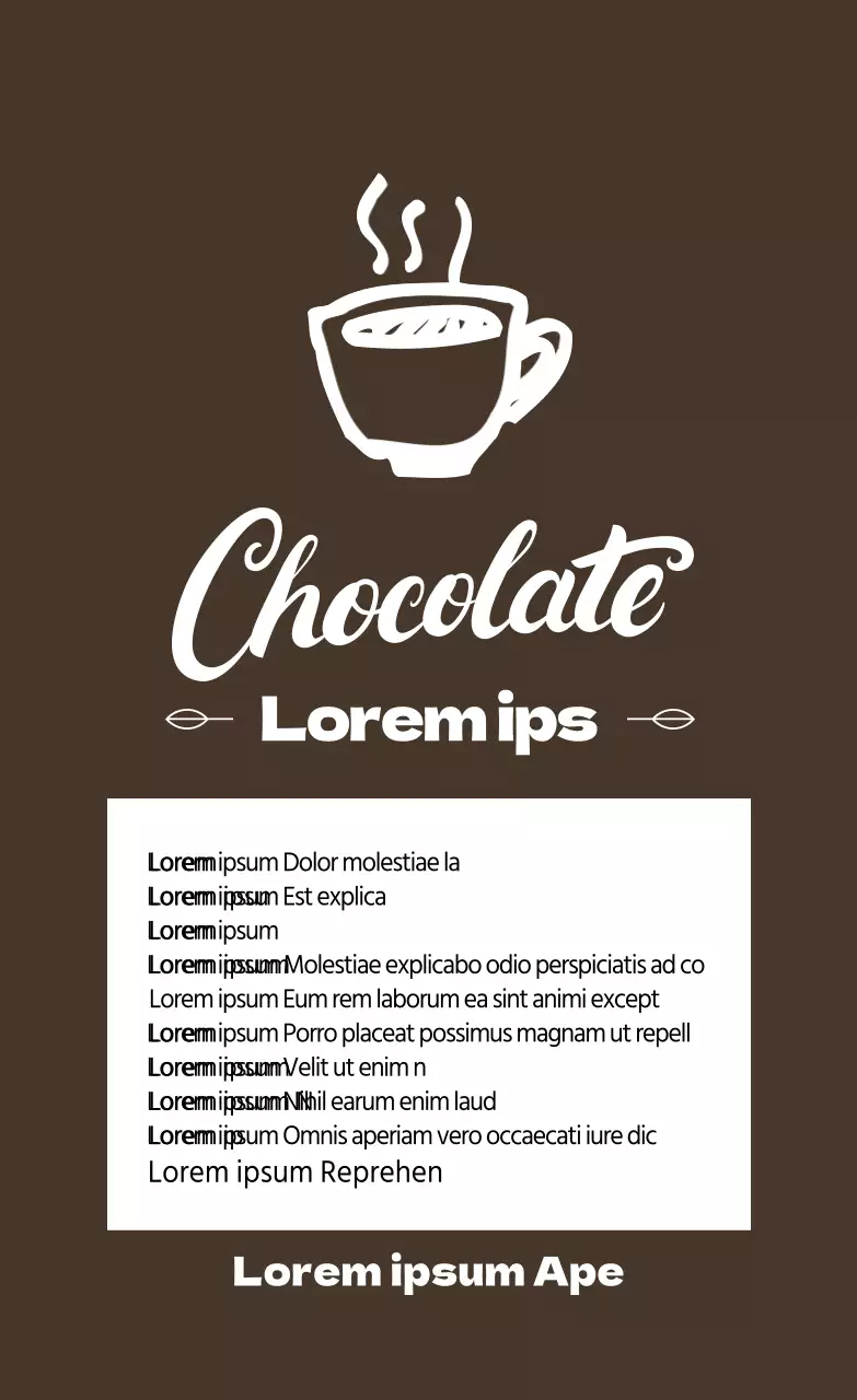 Etiqueta marrón ilustrada de chocolate caliente en polvo