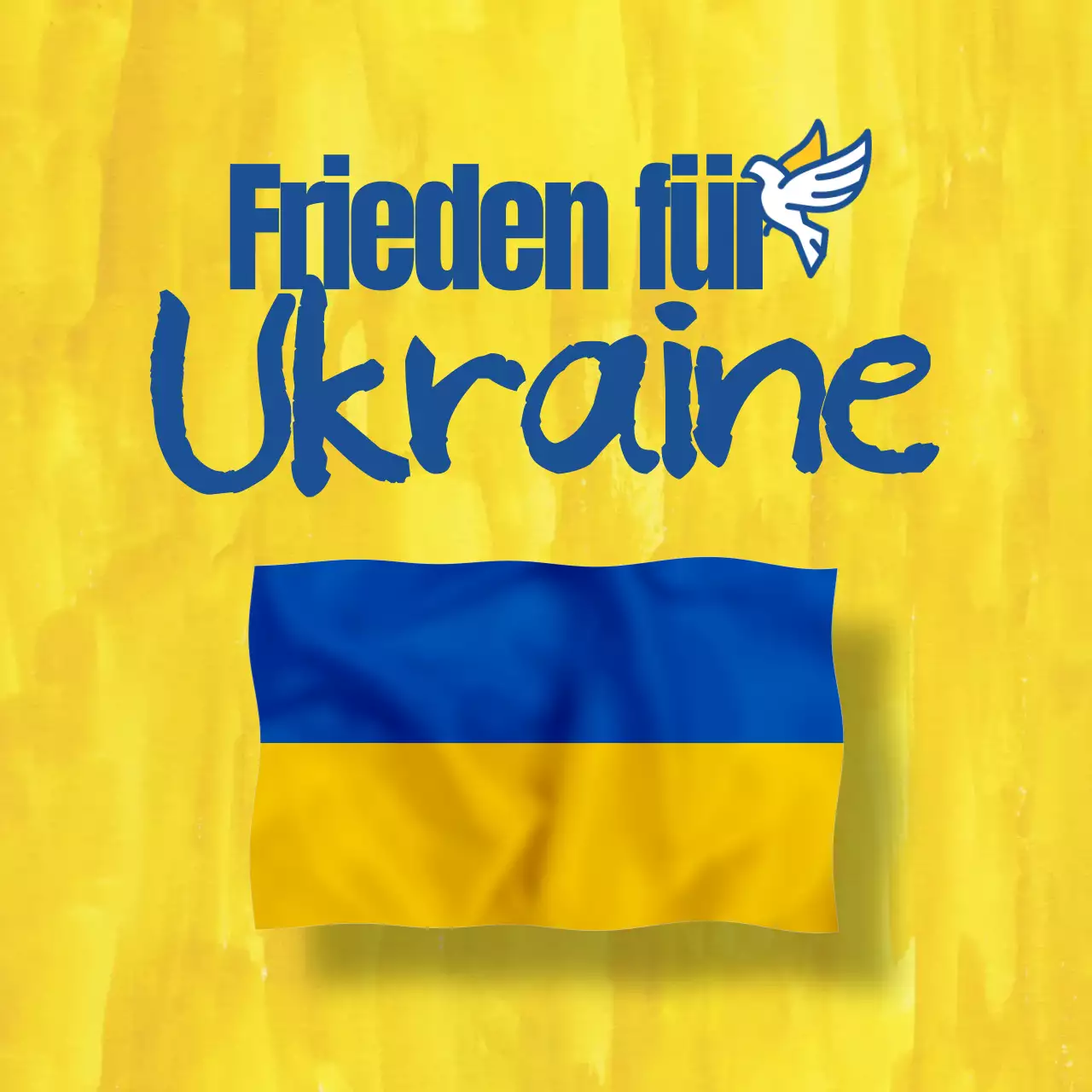 Gelbe und blaue Anti-Kriegs-Botschaft in den sozialen Medien mit dem Thema Frieden