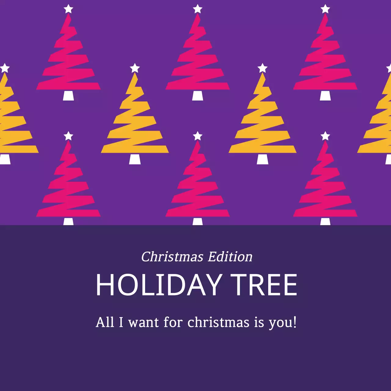 Label Hadiah Natal Pola Pohon Ungu dan Kuning