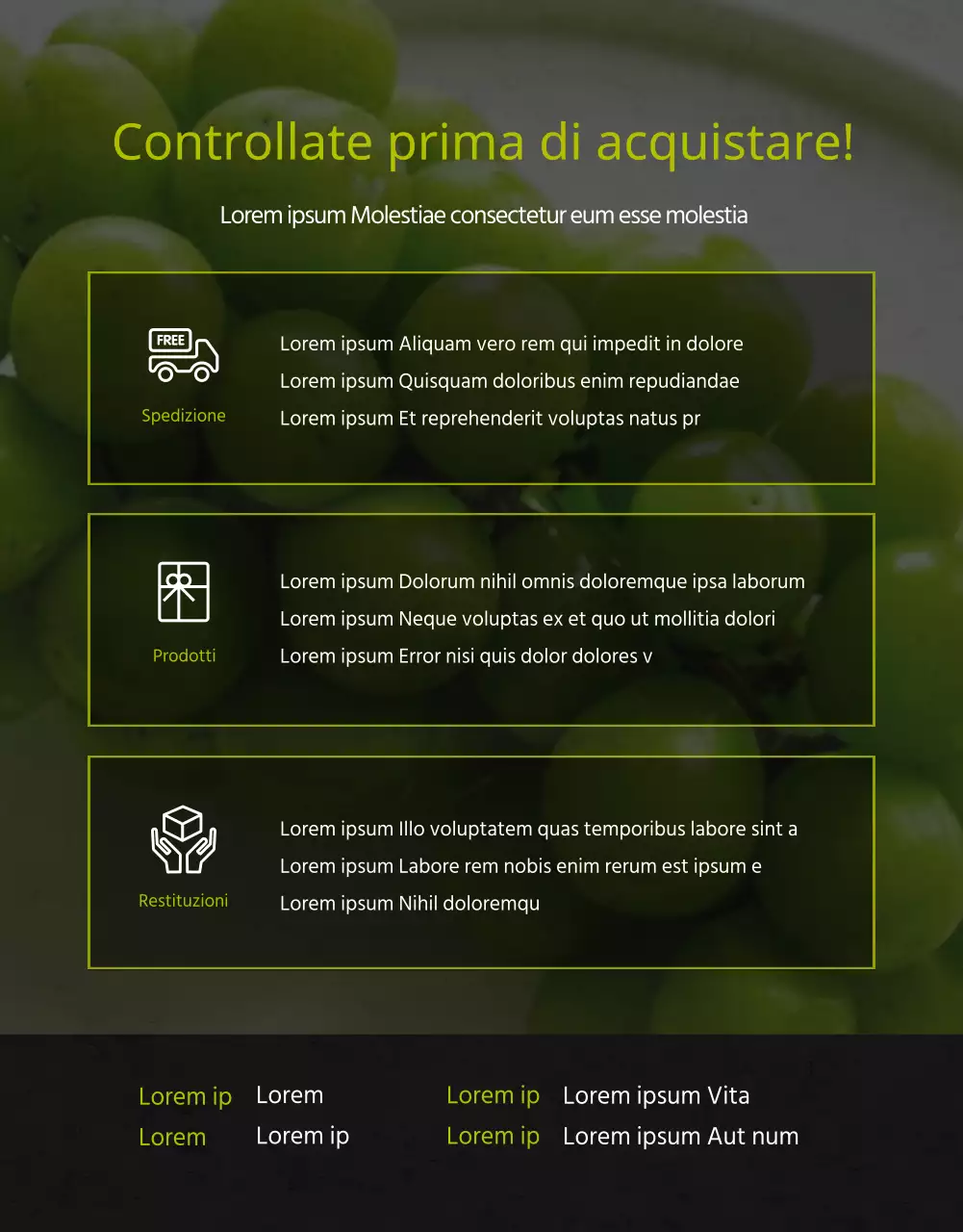 Moscato premium ad alto tenore zuccherino in nero e verde per la promozione delle vendite per la raccolta di fondi Agricoltori locali Piccole imprese alimentari locali