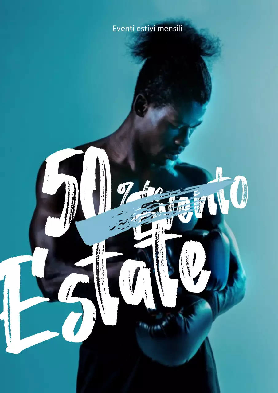 Volantino per la vendita estiva del fitness con enfasi del testo in blu