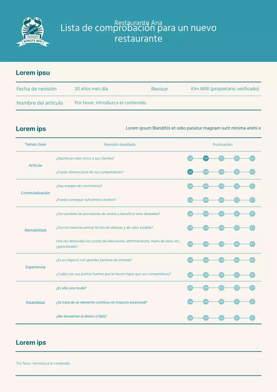 Una sencilla lista de comprobación en color menta para su nuevo negocio de restauración