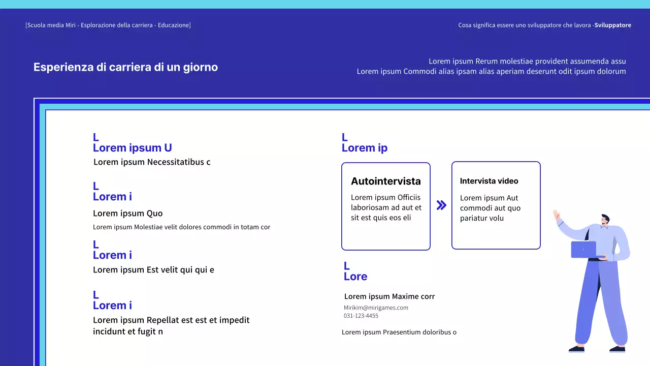Formazione per l'esplorazione delle carriere degli sviluppatori di colore blu