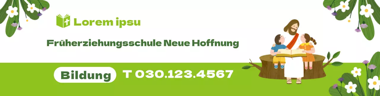 Grüner Charakter Illustration Church Infant School Promotion