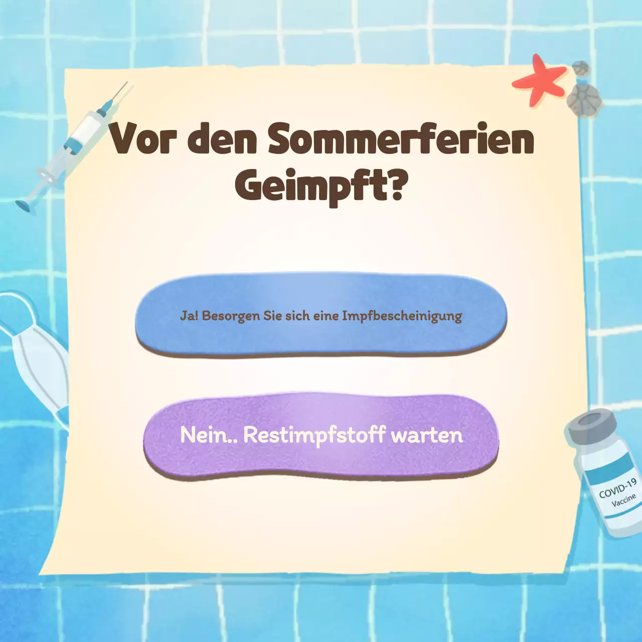 Urlaubstypischer Psychologietest mit einem niedlichen Konzept für einen blauen Pool