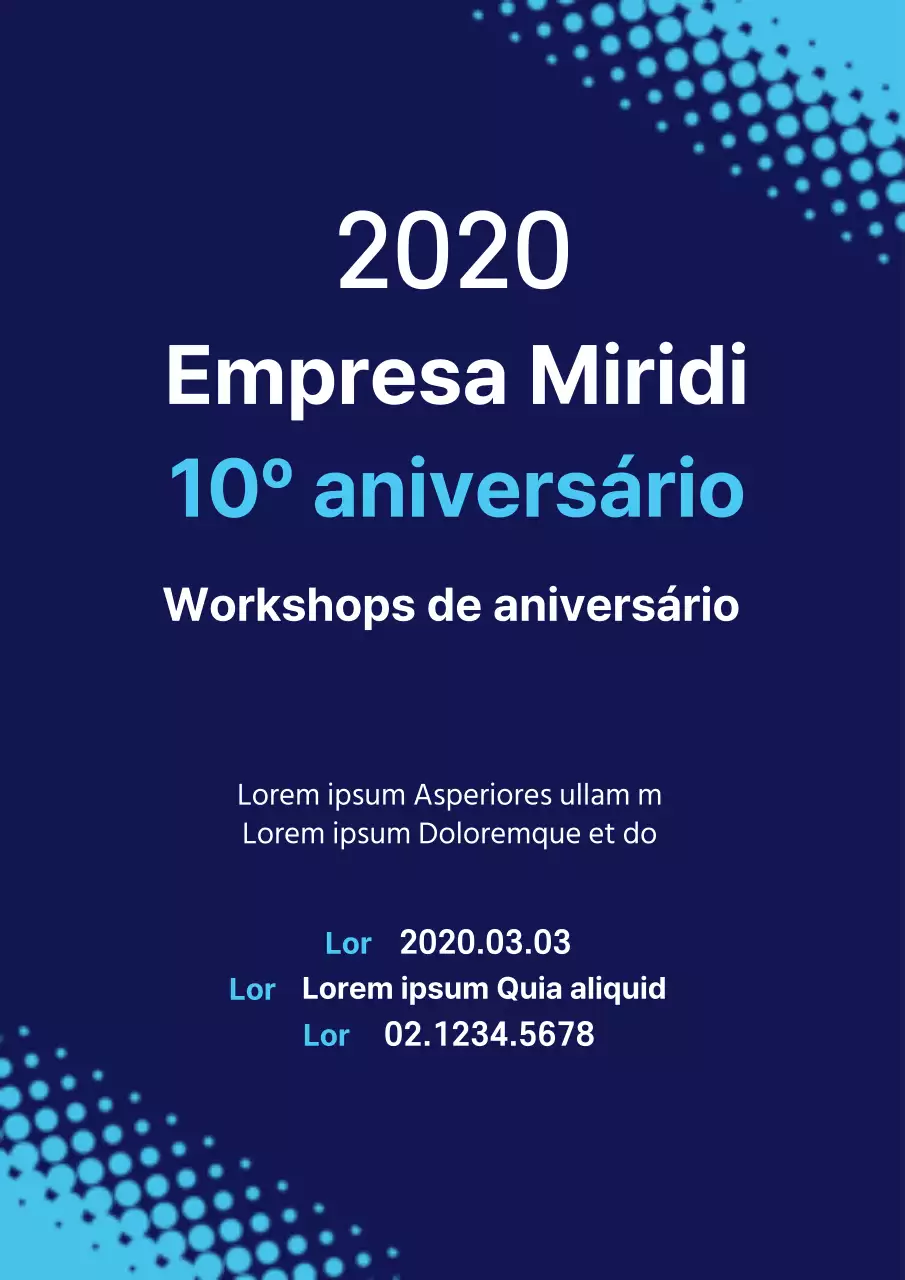 Folheto promocional simples azul e azul claro para o seminário do 10º aniversário da empresa