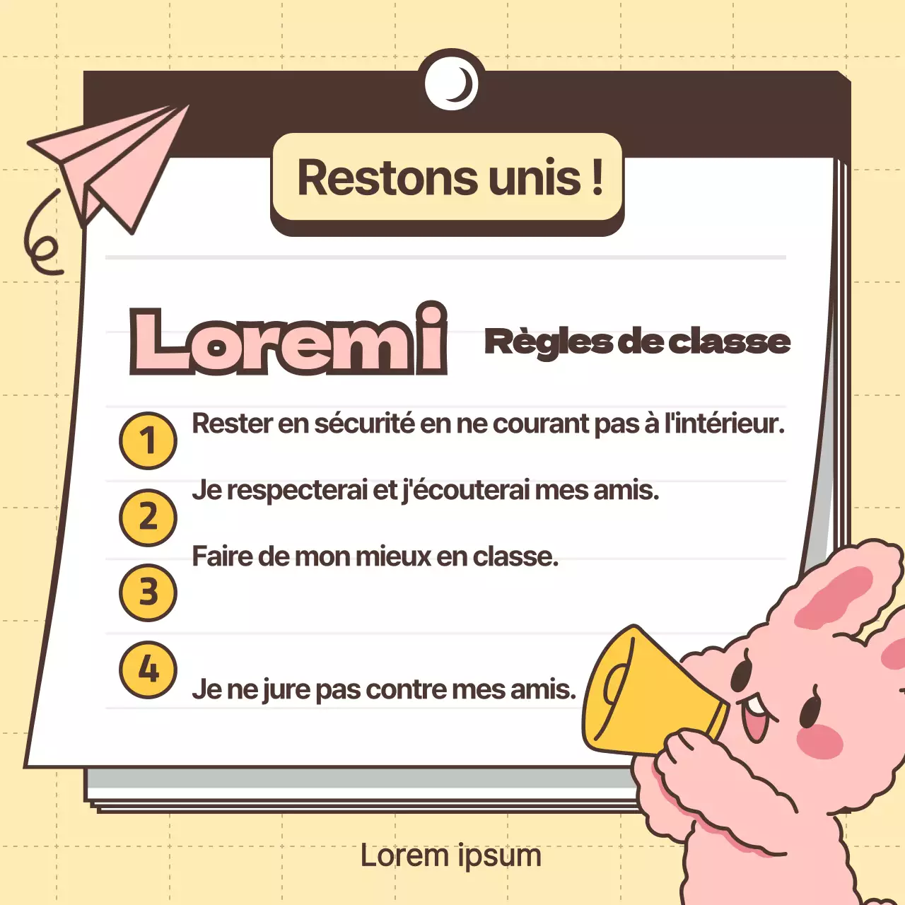 Règles de la classe pour le personnage jaune rebondissant