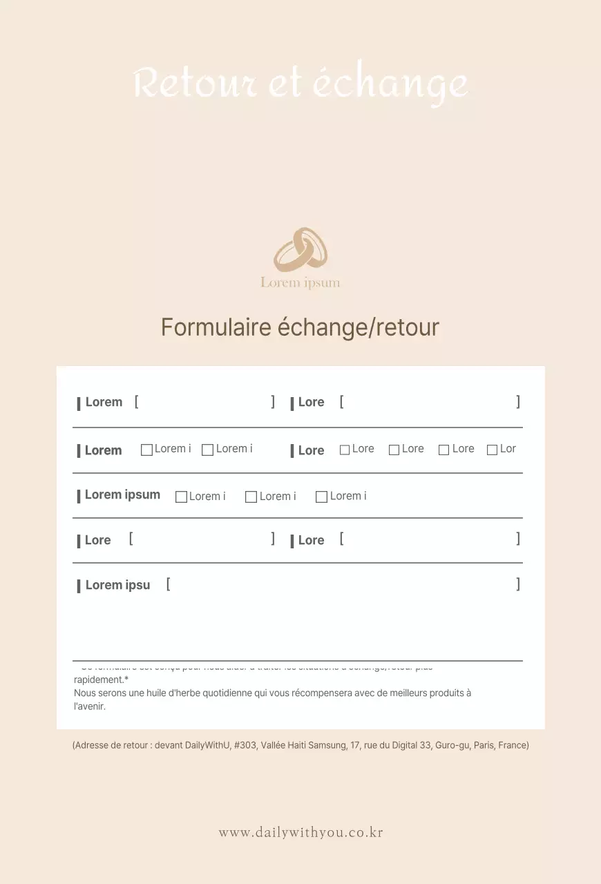 Conception d'un guide des remboursements et des retours élégant et beige pour les centres commerciaux