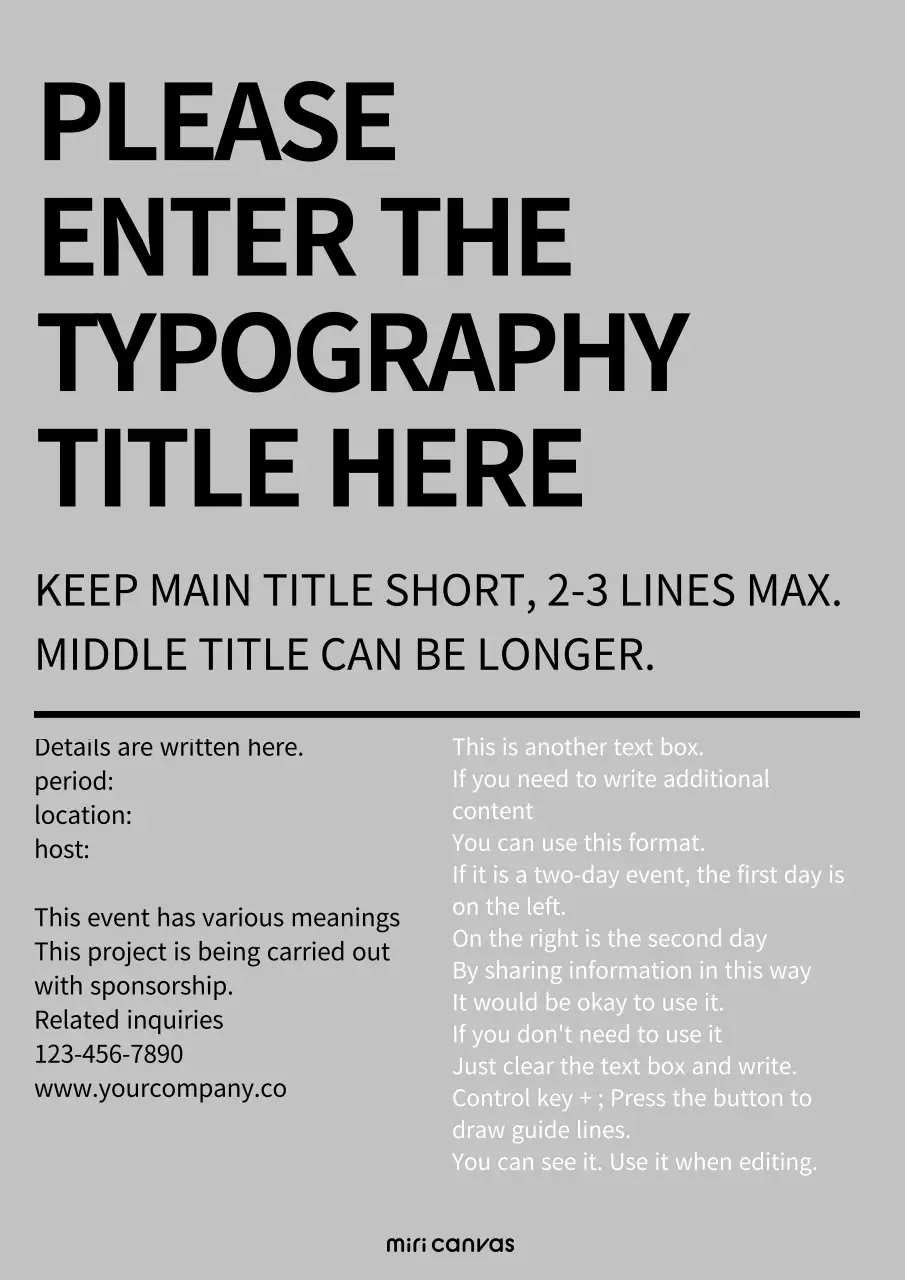 그레이 미니멀리스트 타이포그래피 가이드 포스터