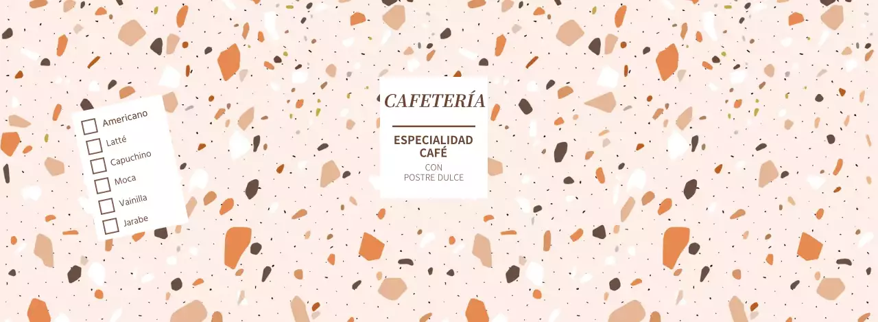 Colorido patrón de formas cafetería menú de bebidas pantalla recipiente de papel