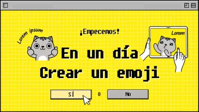 Concepto de pantalla web amarilla y gris Crear un emoji en un día